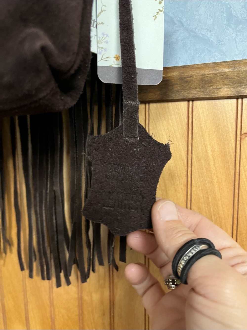 Haute Hippie Dark Brown Suede Envelope with Eyelet Detail 100% Suede NWT - Picture 14 of 15